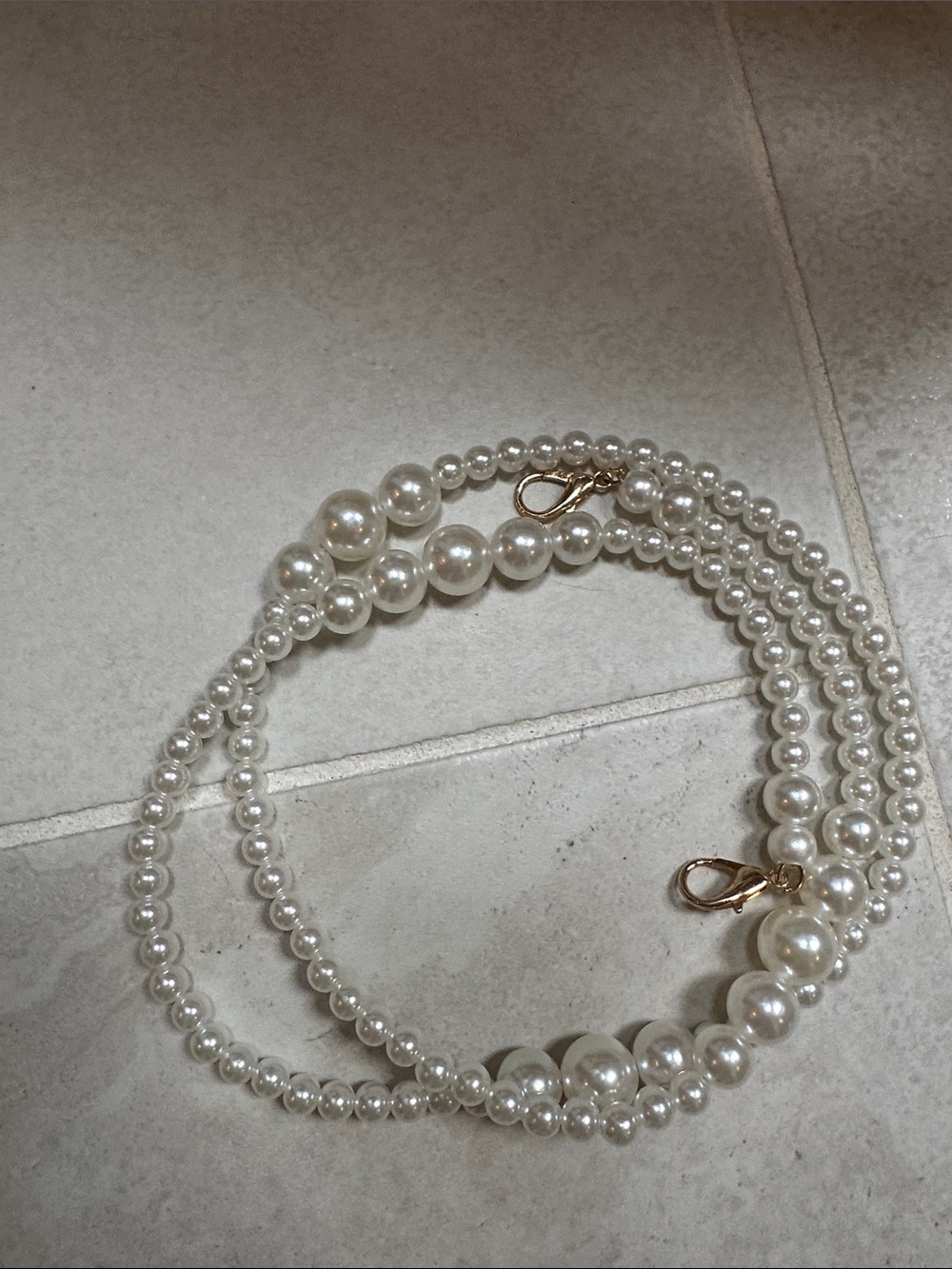 Elegant White Pearl Beaded purse strap with Gold Clasp